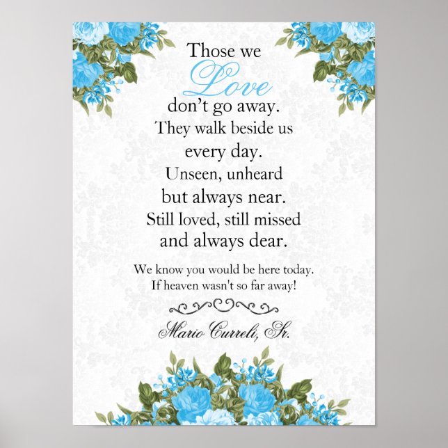 Memorial Sign - Baby Blue Blume Poster (Vorne)