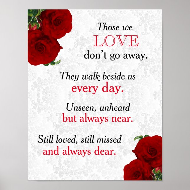 Memorial Sign - Tiefe Hochzeit von Rote Rosen Poster (Vorne)