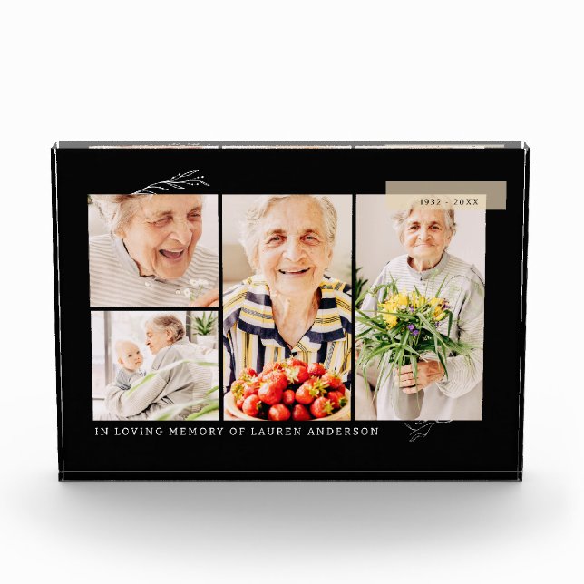 Memorial Simple Modern 4 Grid Fotoblock (Vorderseite)
