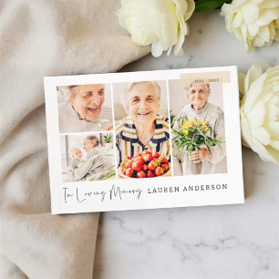 Memorial Simple Modern 7 Foto Grid Gebet Visitenkarte