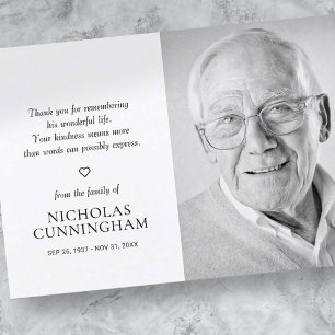 Memorial Simple Modern Foto Dankeskarte