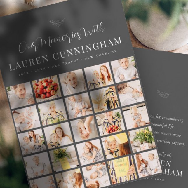 Memorial Simple Modern Minimalistisch 25 Foto Dankeskarte (Von Creator hochgeladen)