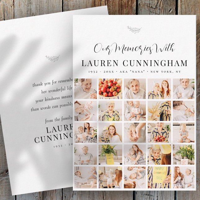 Memorial Simple Modern Minimalistisch 25 Foto Dankeskarte (Von Creator hochgeladen)