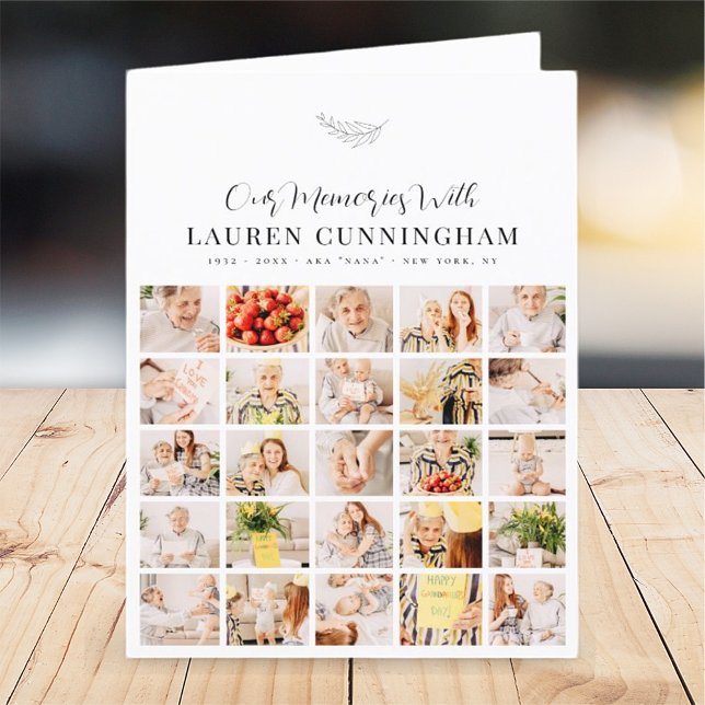 Memorial Simple Modern Minimalistisch 25 FotoColla Dankeskarte (Von Creator hochgeladen)