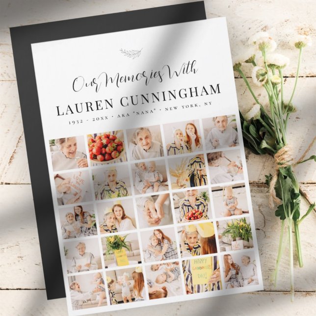 Memorial Simple Modern Minimalistisch 25 FotoColla Magnetkarte (Von Creator hochgeladen)