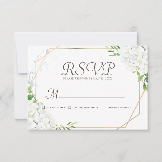 Memorial Simple White Floral Geometric RSVP Karte (Vorderseite)