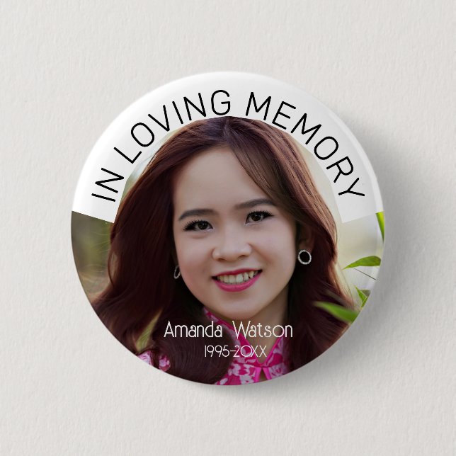  Memorial Tribute Modern In loving memory Button (Vorderseite)