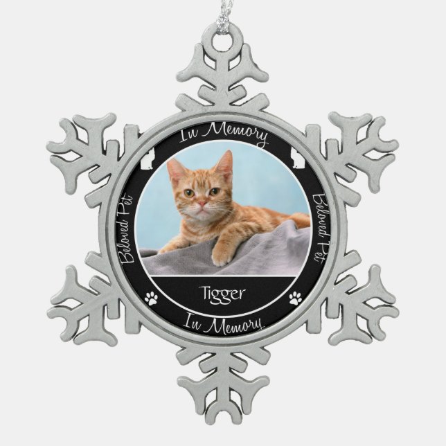 Memorial - Verlust der Katze - Benutzerdefiniertes Schneeflocken Zinn-Ornament (Vorderseite)