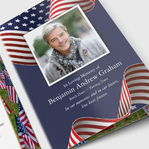 Memorial Veteran Patriotic American Flag Beerdigun Dankeskarte