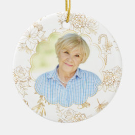 Memorial White Gold Foto Weihnachten Keramik Ornament