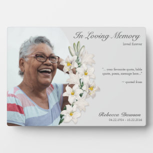 Memorial White Lioral Keepake Custom Foto P Fotoplatte