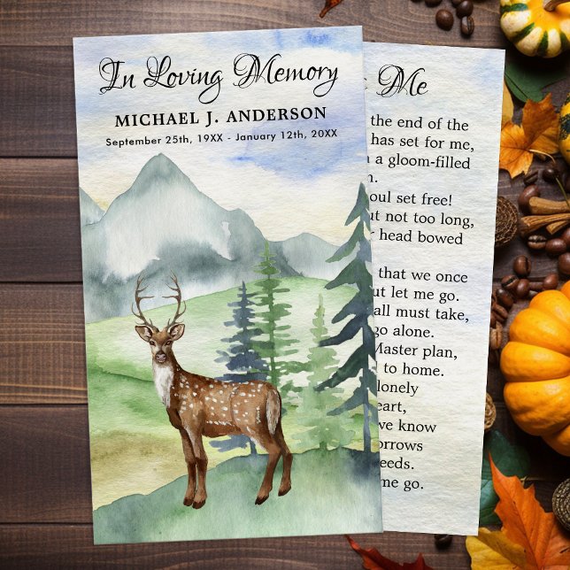 Memorial Woodland Deer Funeral Prayer Card Poem (Von Creator hochgeladen)