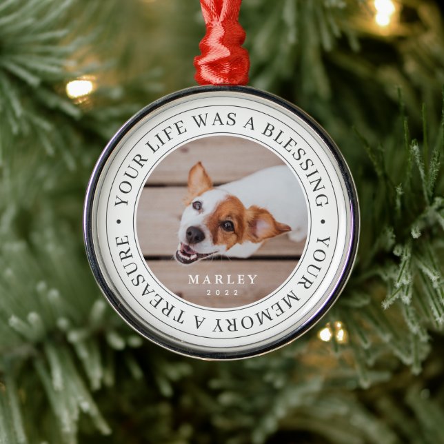 Memorial Your Life a Sessing Modernes Foto Ornament Aus Metall (Baum)