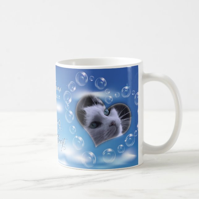 Memorial zu zwei Personalisierten Foto-Blasen-Herz Kaffeetasse (Rechts)