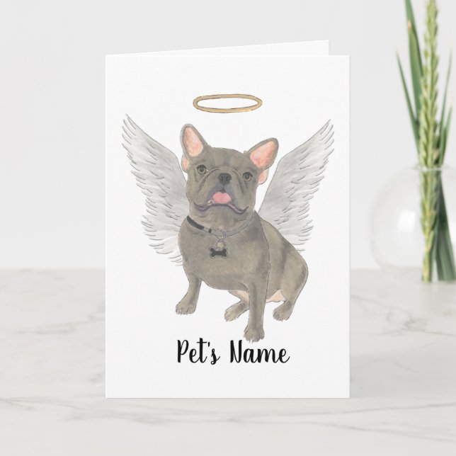 Memorial zum Beileid Blue Gray Frenchie Karte (Vorderseite)