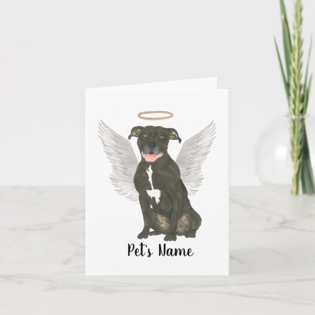 Memorial zum Beileid von Black Pitbull Staffy Karte (Vorderseite)