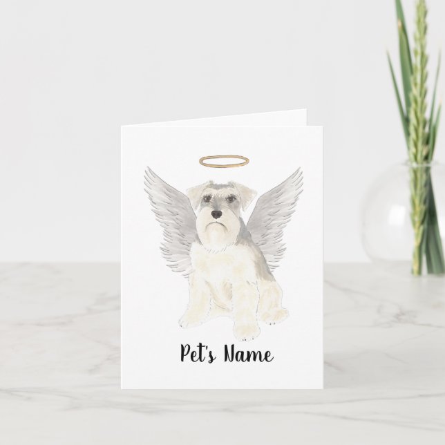 Memorial zum Beileid White Gray Schnauzer Karte (Vorderseite)