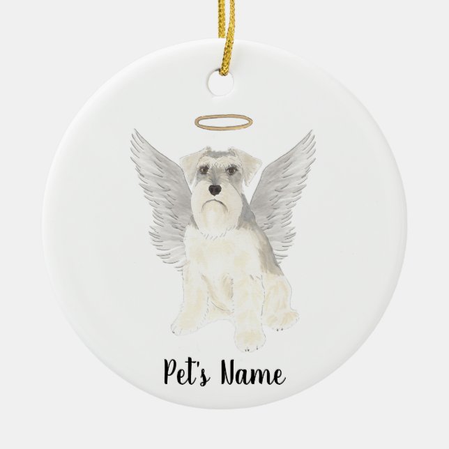 Memorial zum Beileid White Gray Schnauzer Keramik Ornament (Vorne)