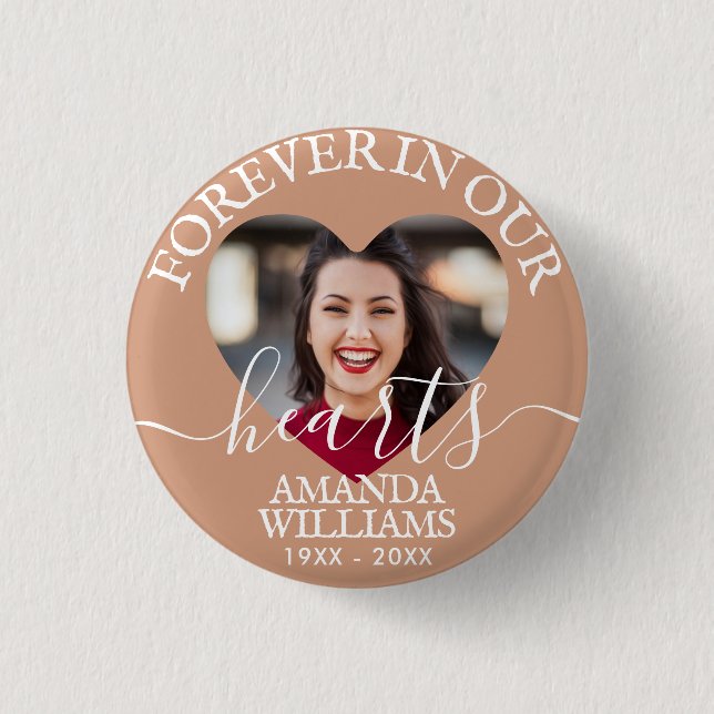 Memorial zum personalisiert Heart Foto Button (Vorderseite)