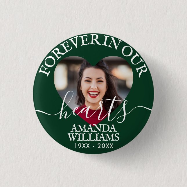 Memorial zum personalisiert Heart Foto Button (Vorderseite)