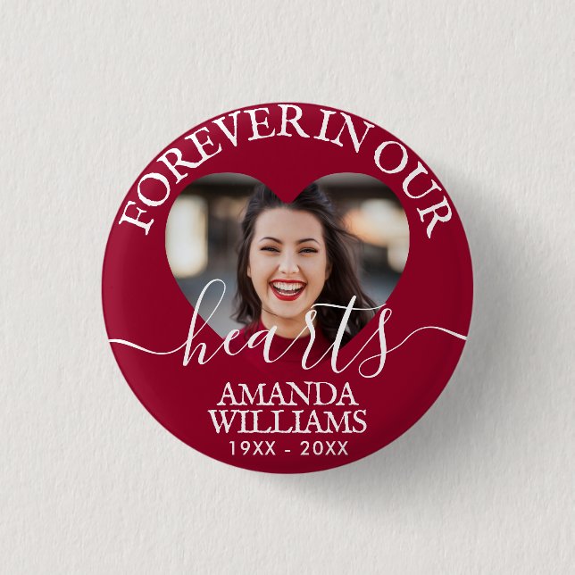 Memorial zum personalisiert Heart Foto Button (Vorderseite)