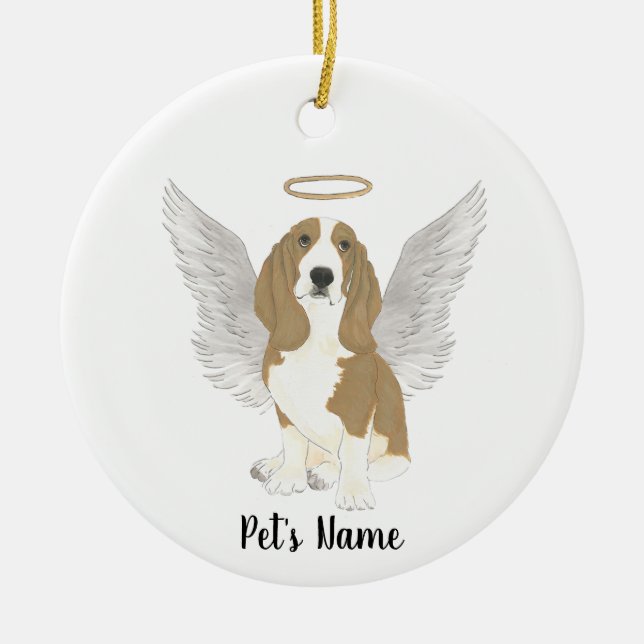 Memorial zum personalisierten Basset-Beileid Keramik Ornament (Vorne)