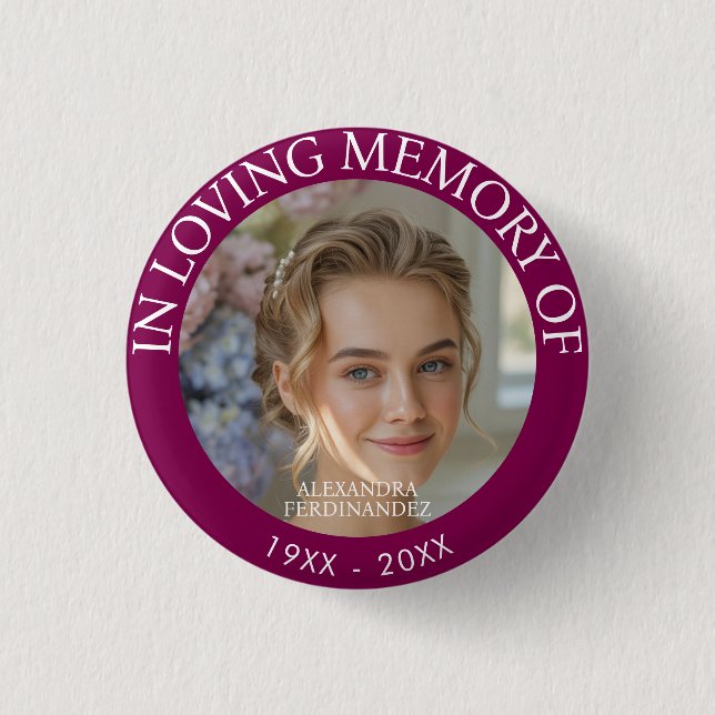 Memorial zum personalisierten Foto Button (Vorderseite)