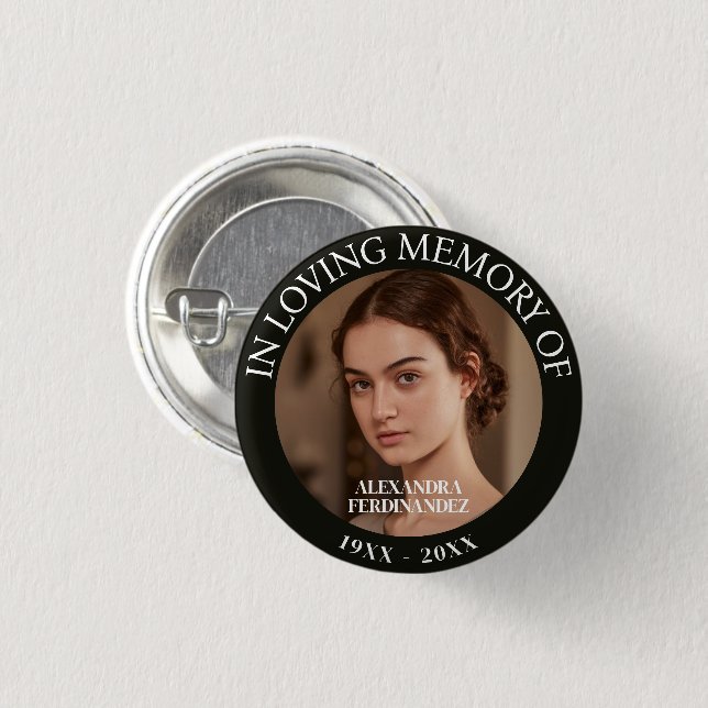 Memorial zum personalisierten Foto Button (Vorne & Hinten)