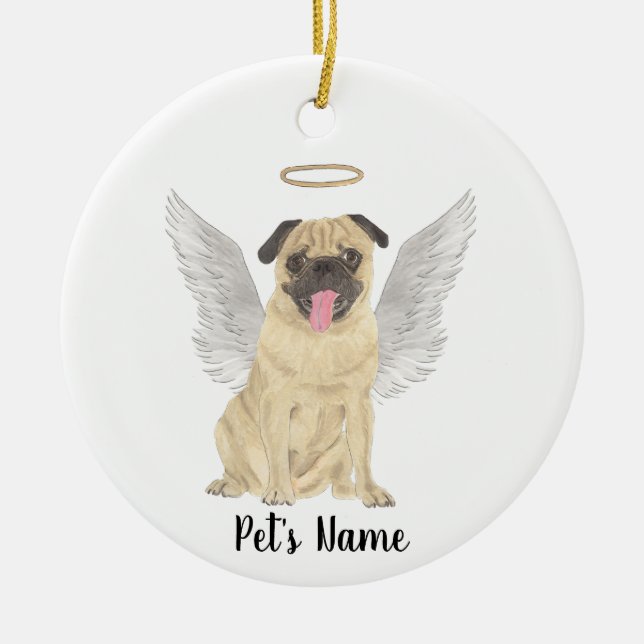 Memorial zum personalisierten Mops Beileid Keramik Ornament (Vorne)