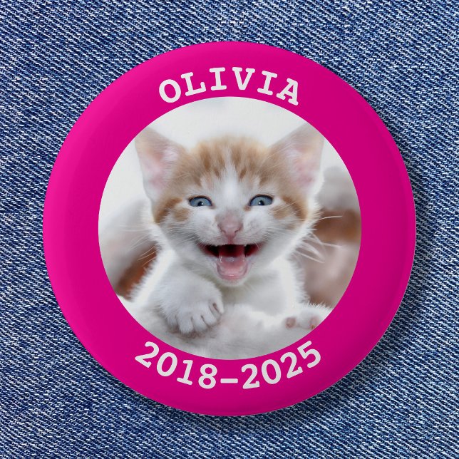 Memorial zum Pink Pet-Foto Button (Hot Pink Pet Photo Memorial Button)