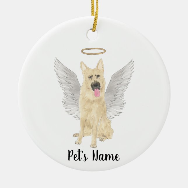 Memorial zum Schwarzen und Deutschen Schäferhund-B Keramik Ornament (Vorne)