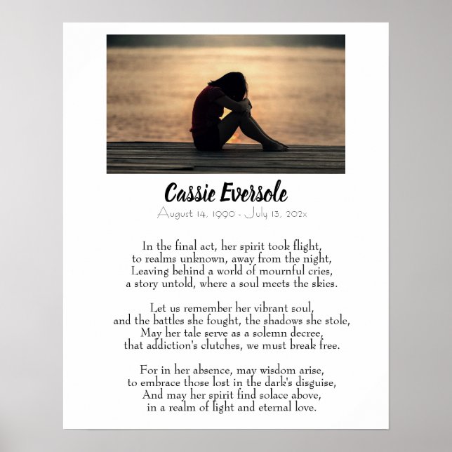 Memorial zum Thema Addiction mit Foto Poster (Vorne)