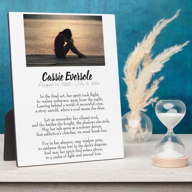 Memorial zum Thema Addiction mit Foto Tabletop Fotoplatte (Seite)