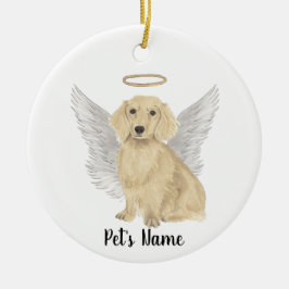 Memorial zum Thema Cream Long Hairs Dackel Beileid Keramik Ornament
