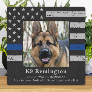 Memorial zum Thema "Thin Blue Line Officer K9 Poli Fotoplatte