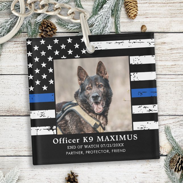 Memorial zum Thema "Thin Blue Line Officer K9 Poli Schlüsselanhänger (Von Creator hochgeladen)