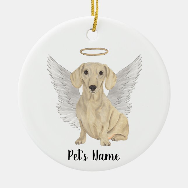 Memorial zur Dackel von Cream Smooth Beileid Keramik Ornament (Vorne)