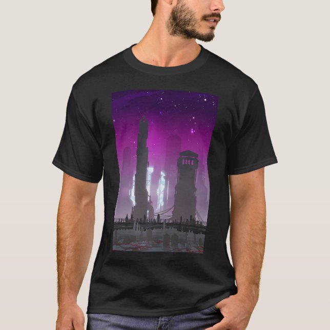 Memorials - Cyberpunk Future Ghost Town T-Shirt (Vorderseite)