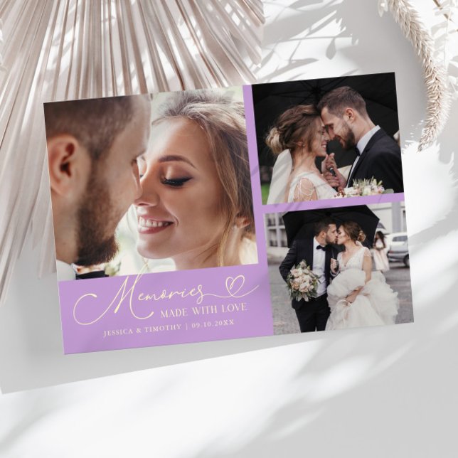 Memories Made With Love Wedding Wisteria Photo Dankeskarte (Von Creator hochgeladen)