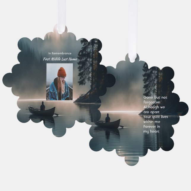  Memory Keepsake Wilderness Lake Canoe Ornament Karte (Vorderseite/Rückseite)