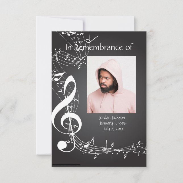 Memoryservice lädt Musiknoten zu benutzerdefiniert Einladung (Vorderseite)