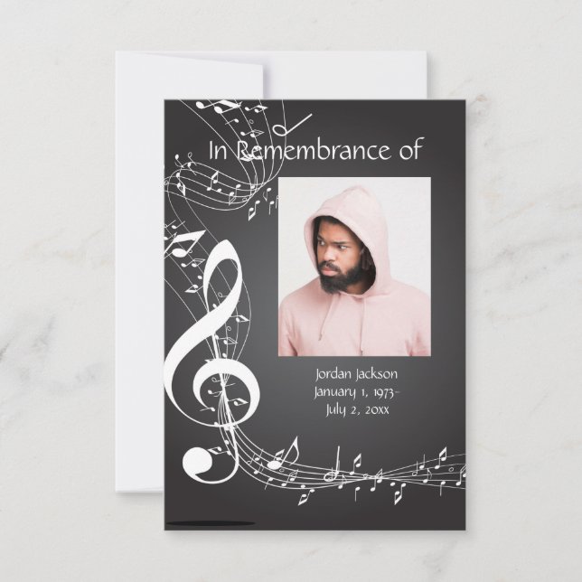 Memoryservice lädt Musiknoten zu benutzerdefiniert Einladung (Vorderseite)