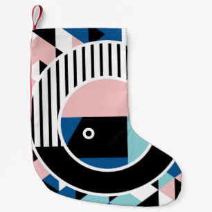 Memphis abstraktes Plakatdesign. Gesichtsgeometrie Kleiner Weihnachtsstrumpf