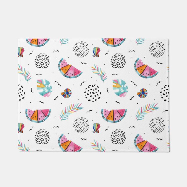 Memphis-Art-tropisches Sommer-Muster Fußmatte (Vorderseite)