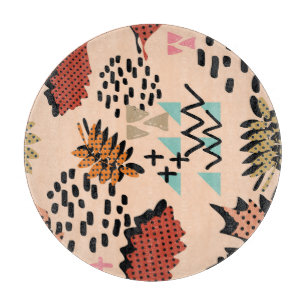 Memphis Autumn: Muster geometrischer Blätter Schneidebrett
