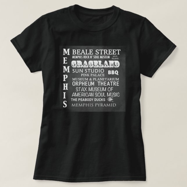 Memphis Berühmte Sehenswürdigkeiten T-Shirt (Design vorne)