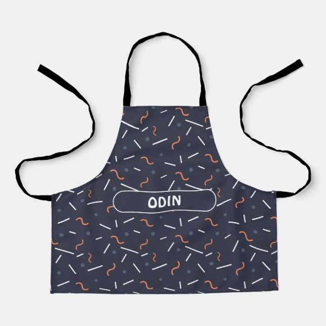 Memphis Blue Orange Minimal Muster Schürze (Vorderseite)