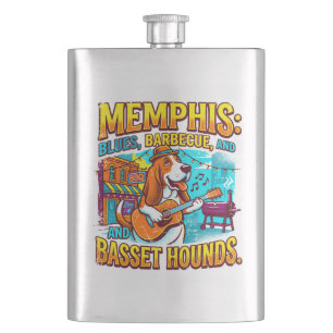 Memphis Blues Barbecue und Basset Hounds Flachmann