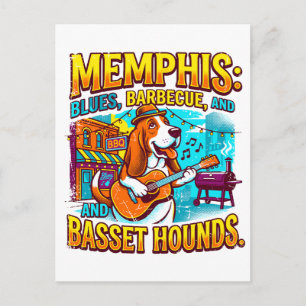 Memphis Blues Barbecue und Basset Hounds Postkarte