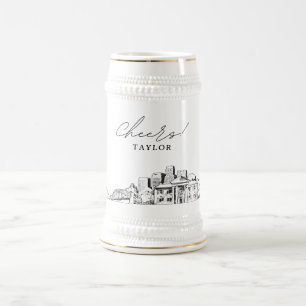 Memphis Brautparty Geschenk Skyline Personalisiert Bierglas